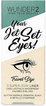 Wunderbrow مجموعة أقلام تحديد العيون WUNDER2 JET SET EYES من 3 أقلام مقاومة للماء طويلة الأمد باللون الأسود والكريم والأخضر - Image 2