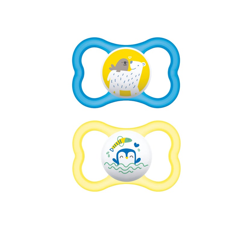 MAM Air Baby Pacifier for Sensitive Skin Sterilizer Case 2 Pack 16 Months Boy