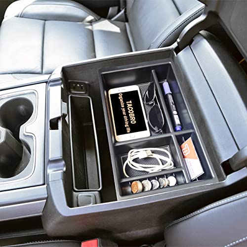TACOBRO Center Console Organizer Compatible with 2014-2018 GMC Sierra 1500 /Chevy Silverado 1500 Accessories 2015-2020 Yukon XL/Tahoe Suburban Insert Tray Armrest Storage ABS Plastic, Black - Image 4