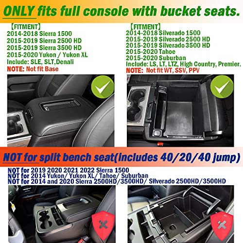 TACOBRO Center Console Organizer Compatible with 2014-2018 GMC Sierra 1500 /Chevy Silverado 1500 Accessories 2015-2020 Yukon XL/Tahoe Suburban Insert Tray Armrest Storage ABS Plastic, Black - Image 5