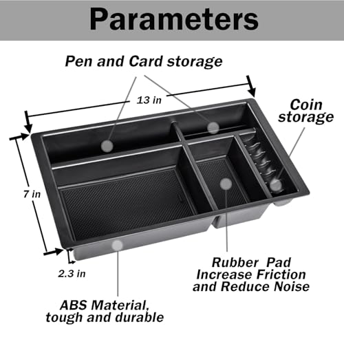 TACOBRO Center Console Organizer Compatible with 2014-2018 GMC Sierra 1500 /Chevy Silverado 1500 Accessories 2015-2020 Yukon XL/Tahoe Suburban Insert Tray Armrest Storage ABS Plastic, Black - Image 3