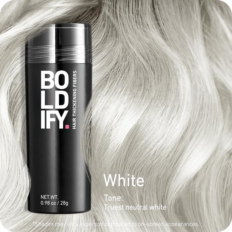 BOLDIFY Hair Fibers (28g) - Fill In Thinning and Fine Hair for an Instantly Fuller, Thicker Look - 14 Shades for Women & Men - White - Image 2