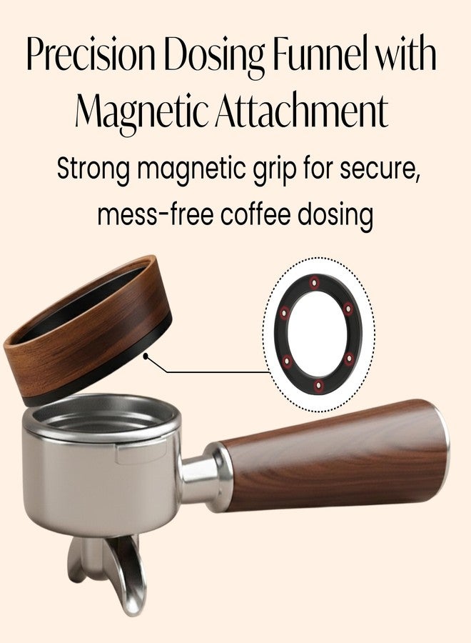 VIN FRESCO Espresso Accessories Kit for 54mm Portafilter – Premium Matching Barista Tools Set with Durable Aluminum and Real Walnut Wood – Espresso Tamper, WDT Tool and Magnetic Dosing Funnel – Black & Walnut - Image 5