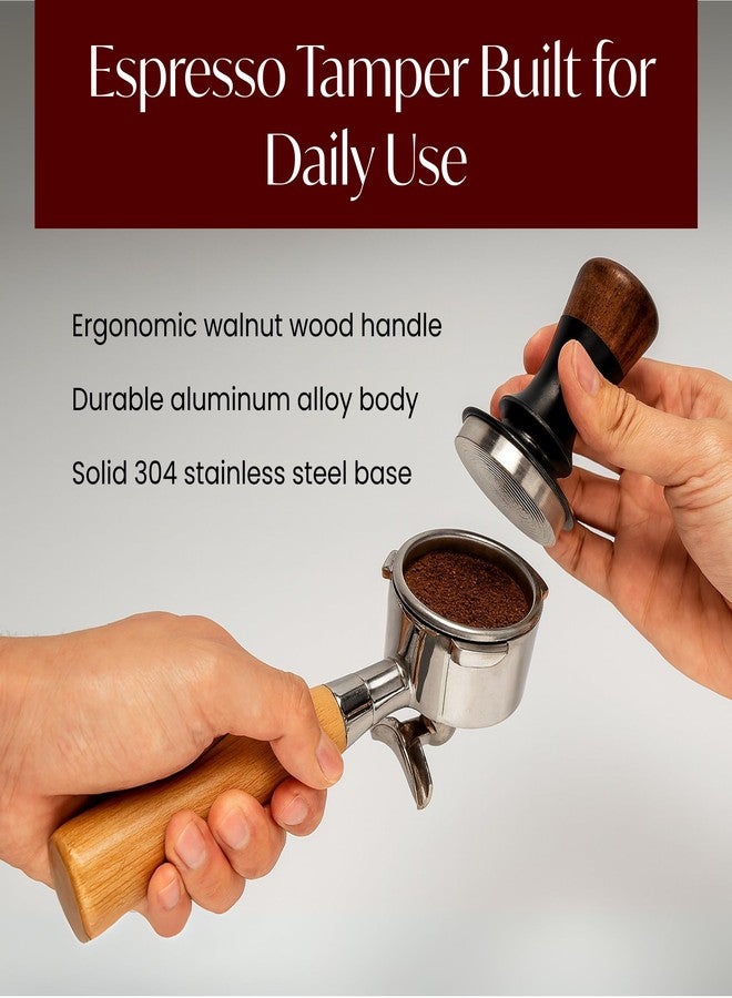 VIN FRESCO Espresso Accessories Kit for 54mm Portafilter – Premium Matching Barista Tools Set with Durable Aluminum and Real Walnut Wood – Espresso Tamper, WDT Tool and Magnetic Dosing Funnel – Black & Walnut - Image 4