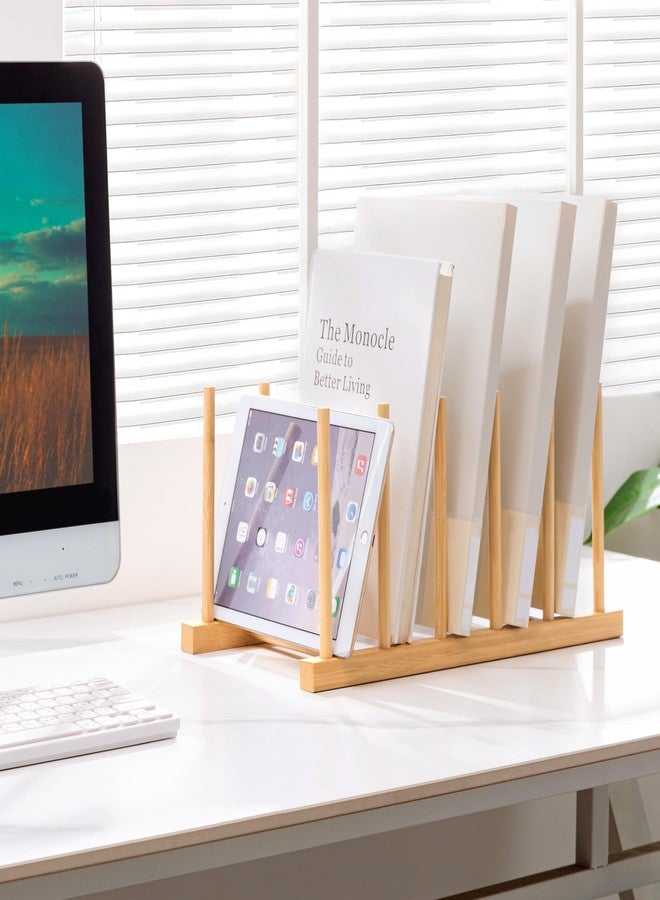 هبلايف منظم ملفات مكتبي من إتش بي لايف، 5 أقسام، منظم ملفات عمودي، عبوة واحدة، حامل ملفات من الخيزران للمنزل والمكتب والمدرسة - Image 4