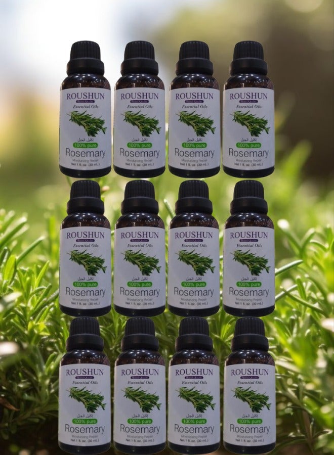 ROUSHUN 12 Pieces Pure Rosemary Essential Oil Clear 30ml