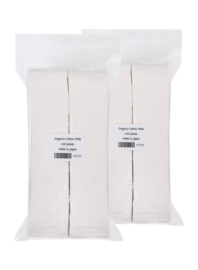 AMOZA Japanese Organic Cotton Pads 100 Pieces 100% Organic Unbleached [Made in Japan] (2 Packs) - Image 1
