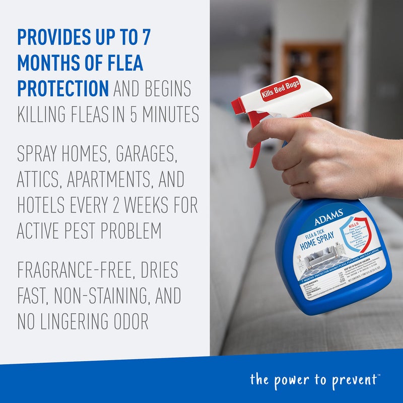 Adams Flea & Tick Home Spray with Precor, Kills Fleas, Flea Eggs, Flea Larvae, Bed Bugs, Ticks, Ants, Cockroaches, Spiders, Mosquitoes And Many Other Listed Nuisance Pests In The Home, 24 Fl Oz - Image 4