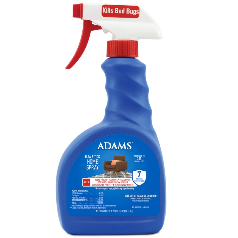 Adams Flea & Tick Home Spray with Precor, Kills Fleas, Flea Eggs, Flea Larvae, Bed Bugs, Ticks, Ants, Cockroaches, Spiders, Mosquitoes And Many Other Listed Nuisance Pests In The Home, 24 Fl Oz - Image 1