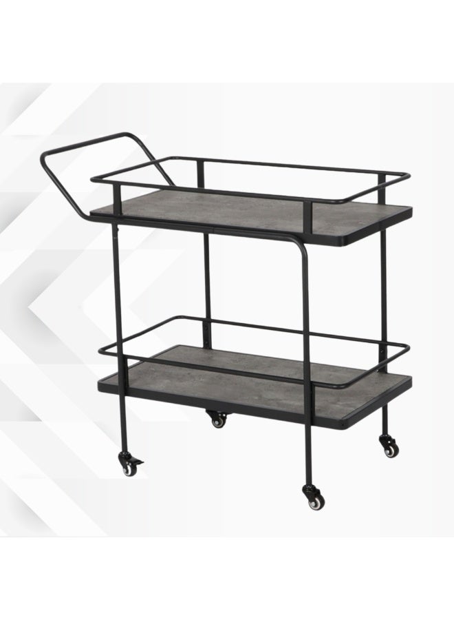 بكسل للأثاث عربة تقديم الضيافة للشاي والقهوة متحركة رفين مستطيلة من بكسل الأثاث, رمادي - Image 2
