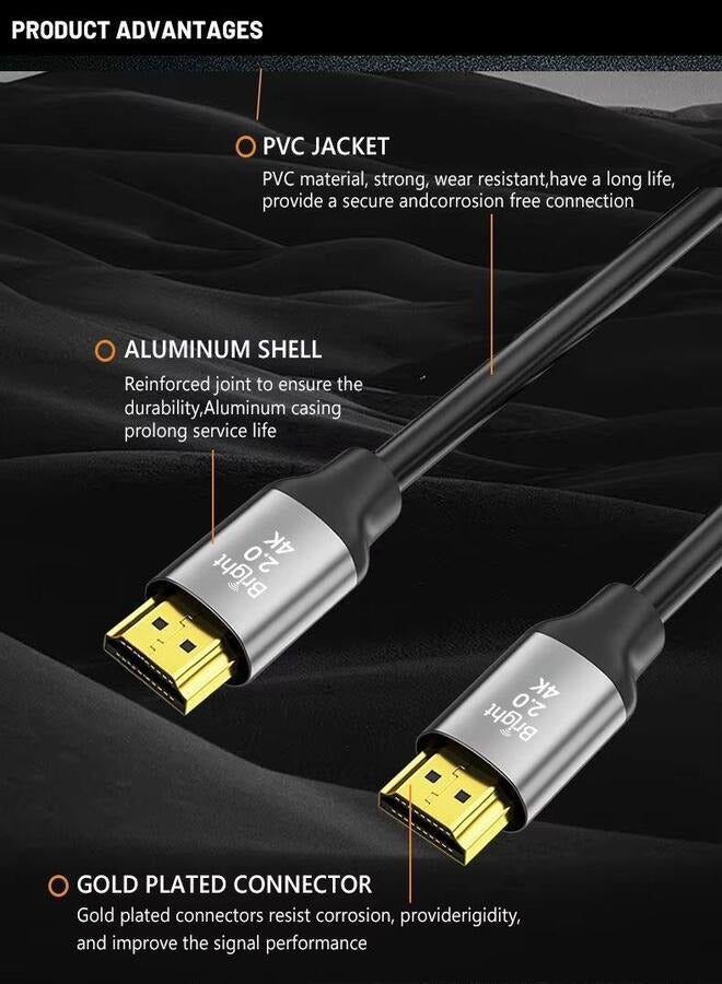 برايت كابل HDMI 2.0 عالي السرعة بدقة 4K بطول 10 أمتار - يدعم معدل تحديث 60 هرتز | HDR | ARC | نطاق ترددي 18 جيجابت في الثانية | قناة إرجاع الصوت | إيثرنت - Image 2