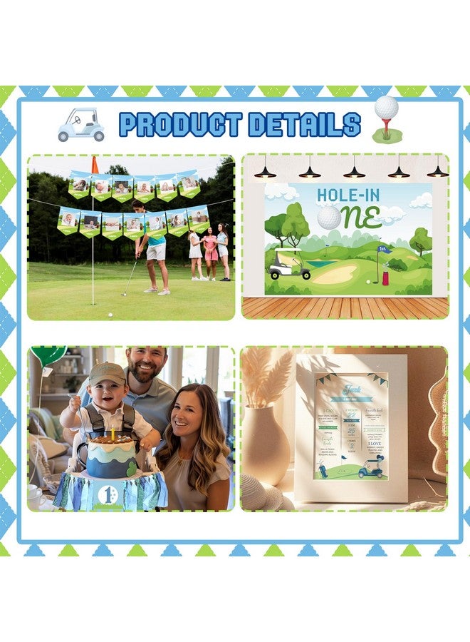 Hombae Hole In One Birthday Party Decorations, Golf First Birthday Decorations, 1St Birthday Decorations Boys, Golf Themed Backdrop Balloon Garland Banner Cake Topper Crown Poster Boxes Cutout - Image 4