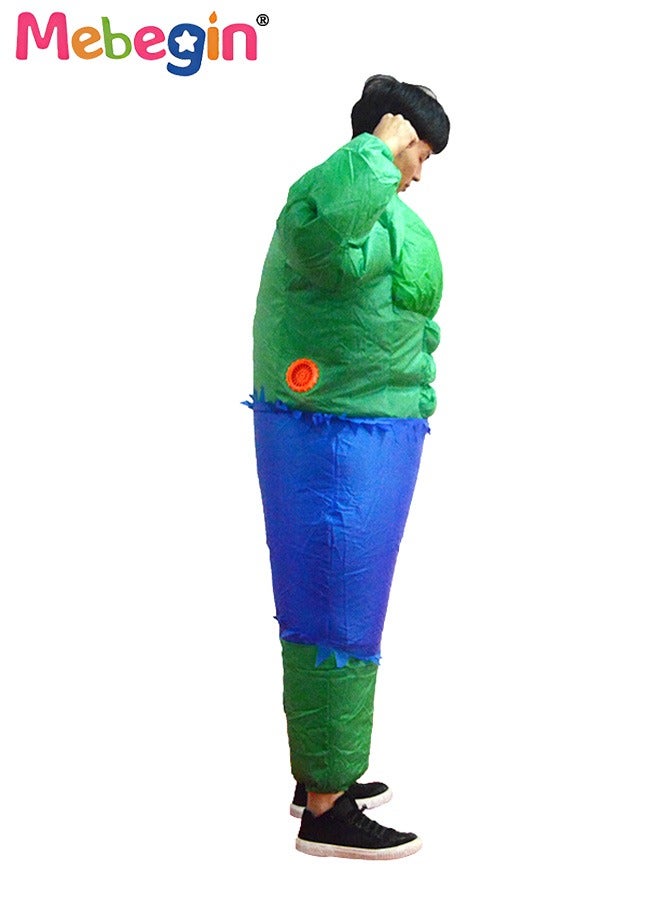 MEBEGIN Hulk Inflatable Suit, Inflatable Hulk Costume with Blower and Battery Case, Muscle Man Doll Costume, Funny Blow up Pretend Toy Costume for Dess up Parties, Festivals and Cosplay Games, Suitable 150-195cm Height, 4 AA Batteries Required(Not Included) - Image 3