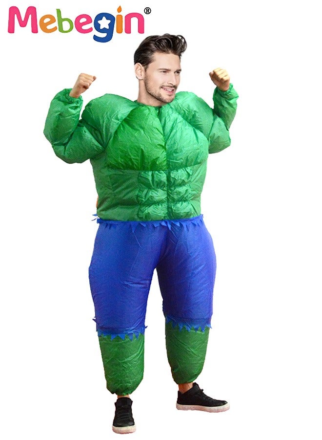 MEBEGIN Hulk Inflatable Suit, Inflatable Hulk Costume with Blower and Battery Case, Muscle Man Doll Costume, Funny Blow up Pretend Toy Costume for Dess up Parties, Festivals and Cosplay Games, Suitable 150-195cm Height, 4 AA Batteries Required(Not Included) - Image 2