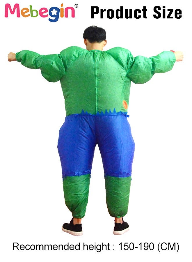 MEBEGIN Hulk Inflatable Suit, Inflatable Hulk Costume with Blower and Battery Case, Muscle Man Doll Costume, Funny Blow up Pretend Toy Costume for Dess up Parties, Festivals and Cosplay Games, Suitable 150-195cm Height, 4 AA Batteries Required(Not Included) - Image 4