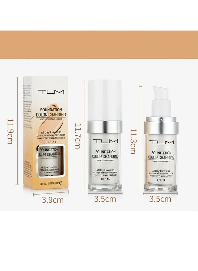 TLM ReviGLam TLM Color Changing Foundation 2PCS, Moisturizing BB Cream Concealer SPF15 - Image 5
