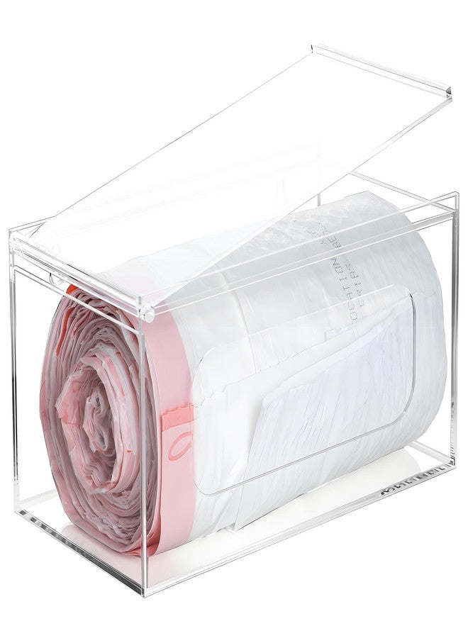 SEANADO Acrylic Trash Bag Dispenser, Wall Mount Kitchen Organizer Storage Box Holder for Garbage, Grocery, Plastic Shopping Bag Roll Container - Image 1