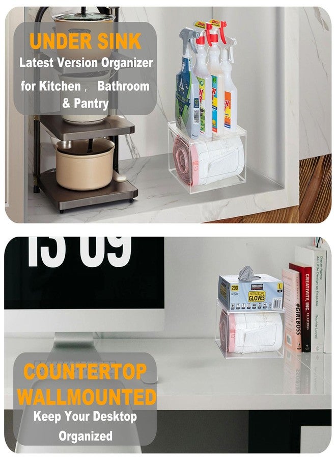 SEANADO Acrylic Trash Bag Dispenser, Wall Mount Kitchen Organizer Storage Box Holder for Garbage, Grocery, Plastic Shopping Bag Roll Container - Image 2
