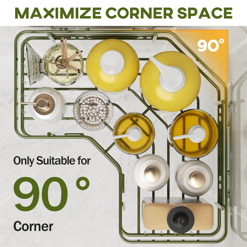 MAXIFFE 3 Pack X-Large Corner Shower Caddy with Soap Holder, Large Capacity Easy Install No Drilling Stainless Steel Hold 40 LB Shower Organizer Shelves Rack for Family Renters Bathroom, Forest Green - Image 2