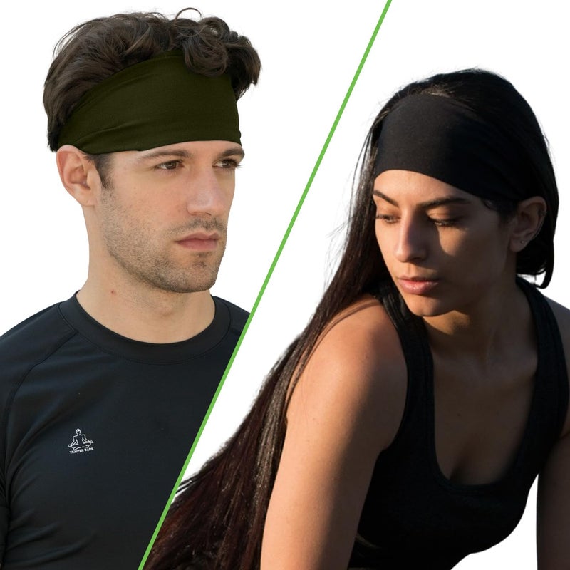 Temple Tape Headband, Sweatband and Sports Headbands Moisture Wicking Workout Sweatbands for Running, Crossfit, Skiing and Bike Helmet Friendly, 2 Piece - Image 5