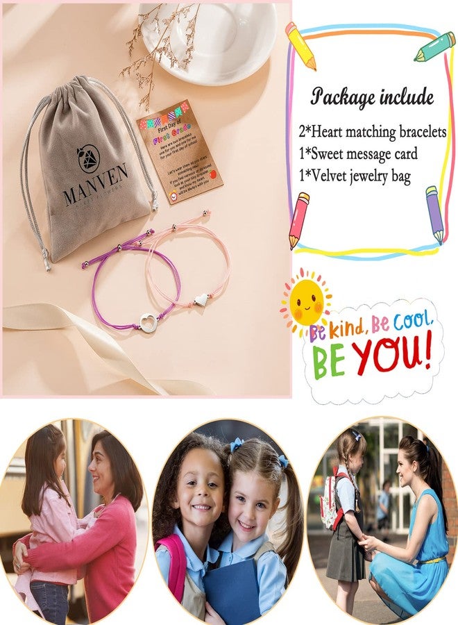 MANVEN First Day of First Grade Bracelet for Mom and Daughter Back to school Bracelets Gifts Mommy and Me Mother and Daughter Matching Heart Wish Bracelets(1st) - Image 5
