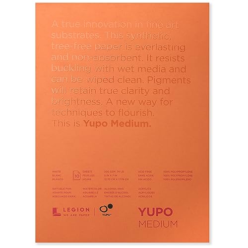 Legion Yupo Synthetic Paper Pad - 5" x 7", Bright White, 10 Sheets - Image 1