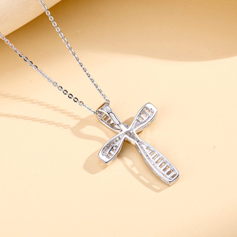 FANCIME Cross Necklace For Women Sterling Silver Cubic Zirconia Twisted Cross Infinity Open Loop Pendant Gift For Women, 18" Extender - Image 5