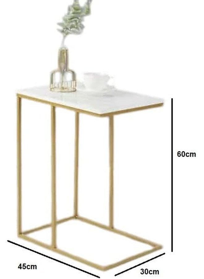 ليون هوم طاولة جانبية، معدن * خشب، 30×45×62 سم ​​- ذهبي * أبيض - Image 4