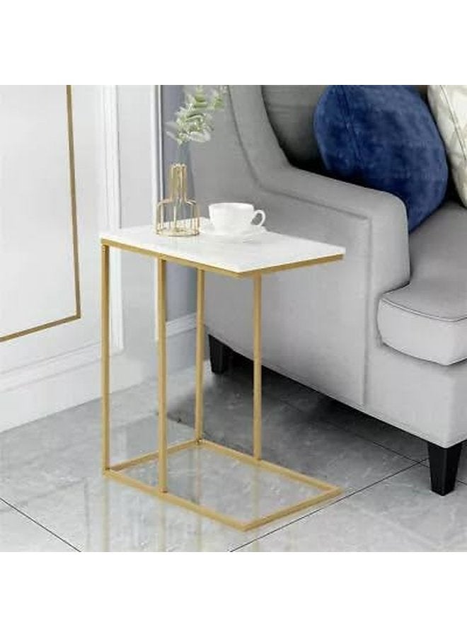 ليون هوم طاولة جانبية، معدن * خشب، 30×45×62 سم ​​- ذهبي * أبيض - Image 3