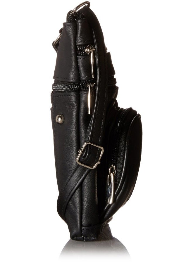 Roma Leathers حقيبة كتف أصلية، متعددة الجيوب، سوداء - Image 3