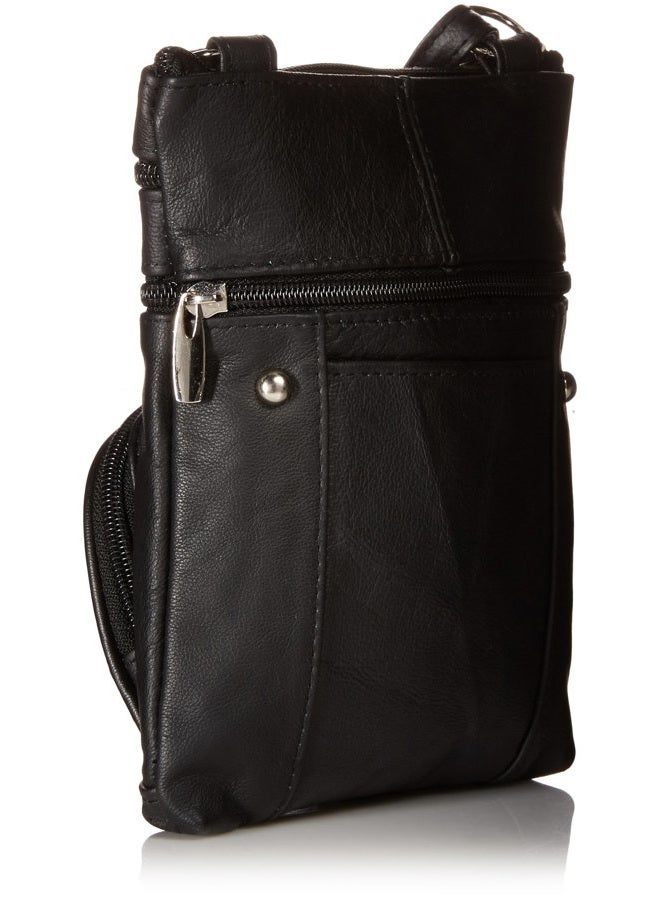 Roma Leathers حقيبة كتف أصلية، متعددة الجيوب، سوداء - Image 2