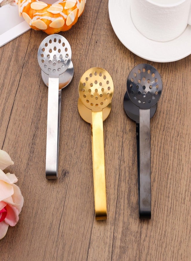 lasuroa 3pcs Tea Bag Squeezer Tongs, Stainless Steel Strainer Spoons Teabag Clips Tool Practical Strainer Tea Accessories (Black, Gold, Silver) - Image 4