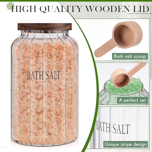 Maxdot 94 oz Large Bath Salt Container Glass Bath Salt Jar with Wooden Lid and Scoop, Storage Canister Airtight Storage Bathtub Accessories for Women Bathroom Bath Decor - Image 3