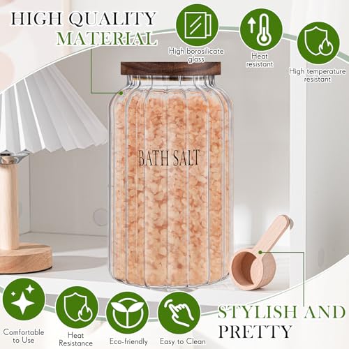Maxdot 94 oz Large Bath Salt Container Glass Bath Salt Jar with Wooden Lid and Scoop, Storage Canister Airtight Storage Bathtub Accessories for Women Bathroom Bath Decor - Image 4
