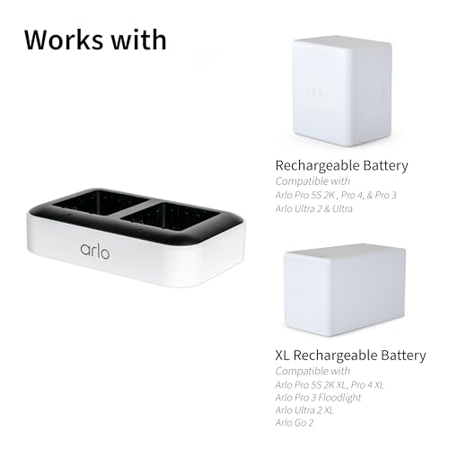Arlo Dual Charging Station Certified Accessory - Charge up to Two Batteries, Works Rechargeable Batteries (VMA5400) XL Rechargeable Batteries (VMA5420) Only - VMA5400C - Image 2