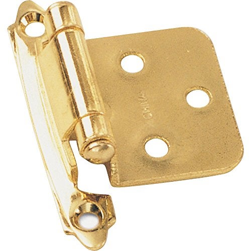 Laurey 28737 No Inset Face Mount Self-Closing Cabinet Hinge, Polished Brass, 2-Pack - Image 4