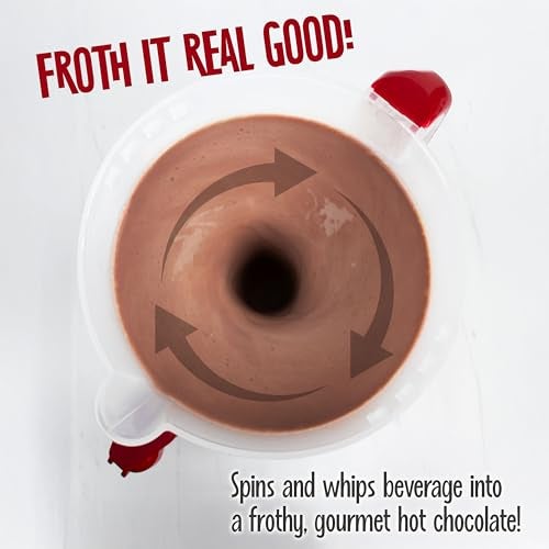 Nostalgia Retro Frother and Hot Chocolate Maker and Dispenser, 32 Oz, for Coffees, Lattes, Cappuccinos, Red - Image 4