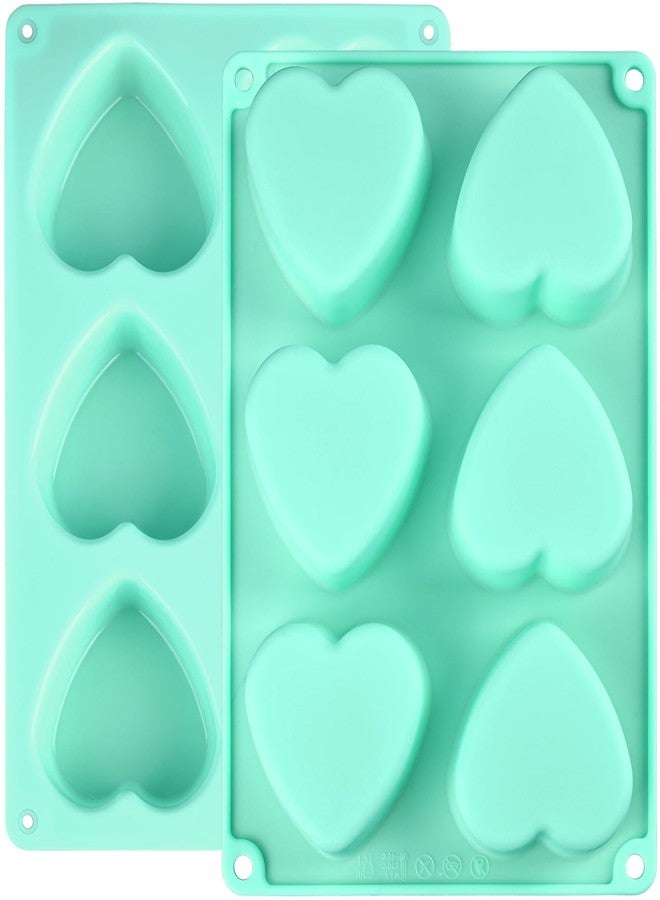 Actvty Heart Silicone Mold, 2 Packs Heart Shaped Molds for Making Handmade Soap, Bath Bombs, Candles, Cake, Chocolate Bomb and Jelly（Green） - Image 1