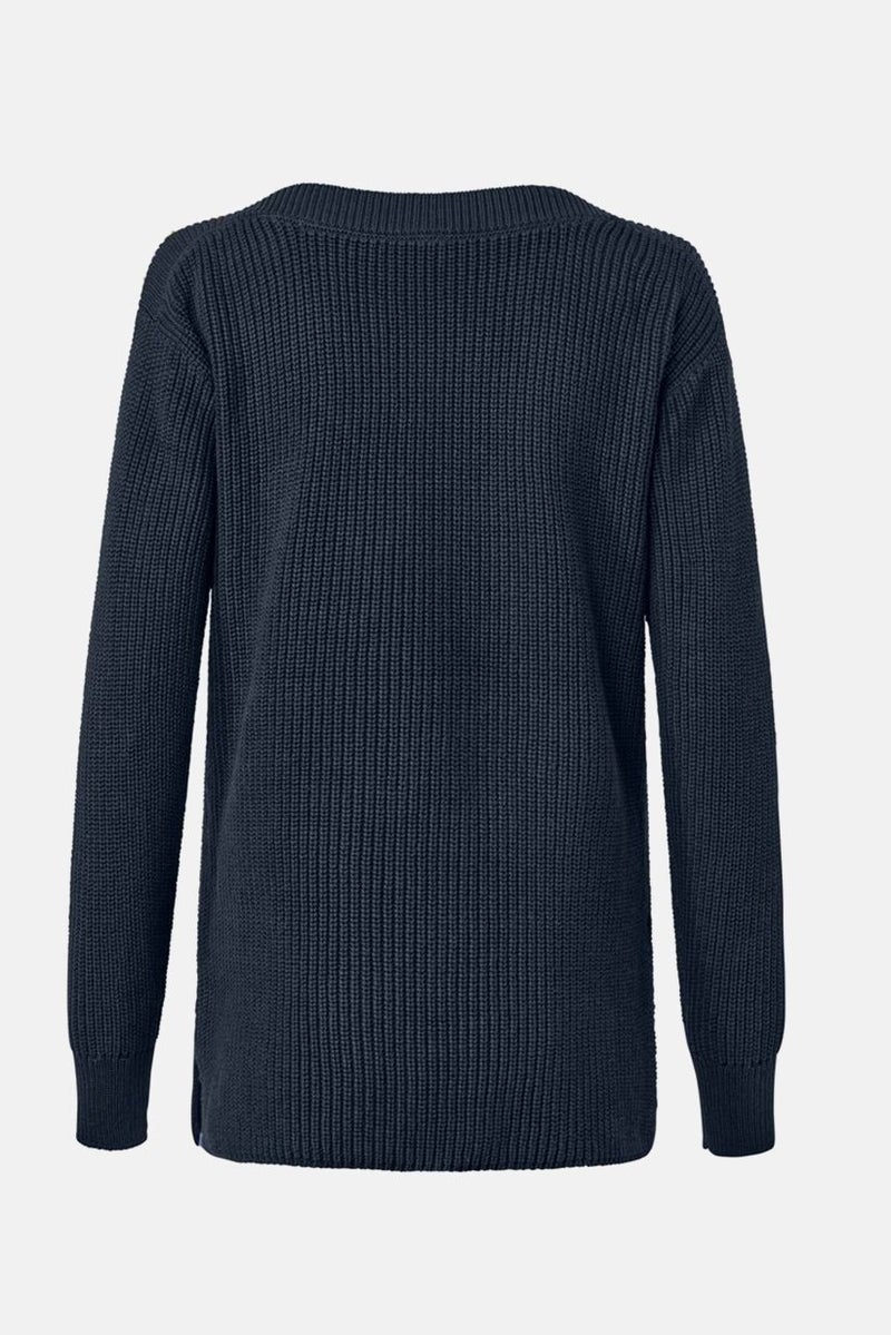 Tchibo Women Round Neck Long Sleeve Textured Sweatshirt, Navy  - Image 2