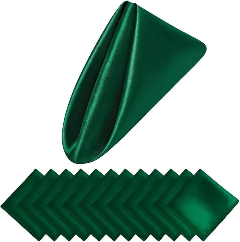 Green Satin Cloth Napkins 30x30cm Washable Smooth Fabric Dinner Napkins for Weddings Party 100 Pack - Image 1