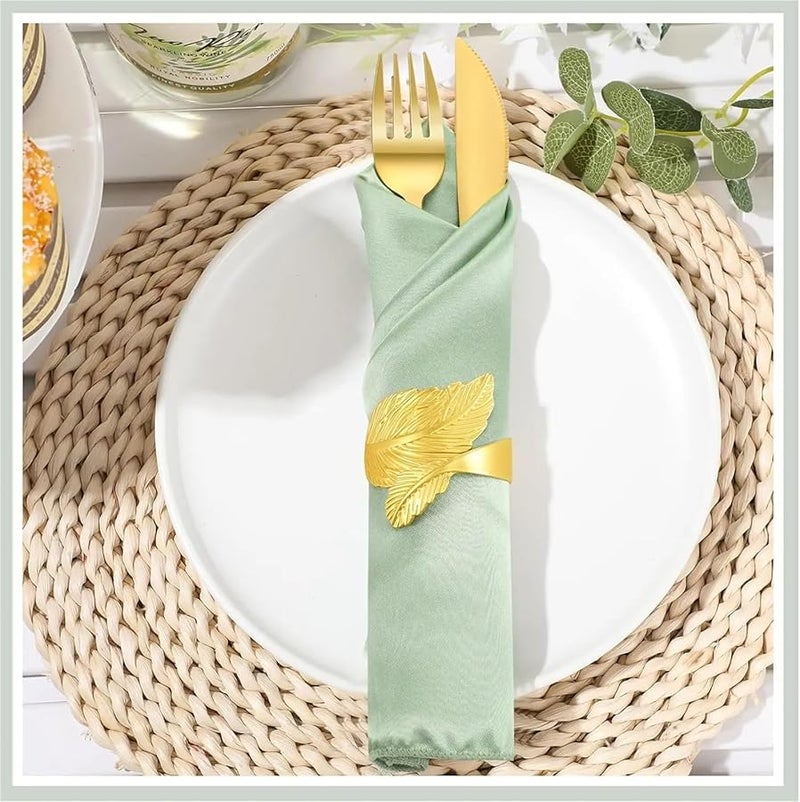 Green Satin Cloth Napkins 30x30cm Washable Smooth Fabric Dinner Napkins for Weddings Party 100 Pack - Image 3