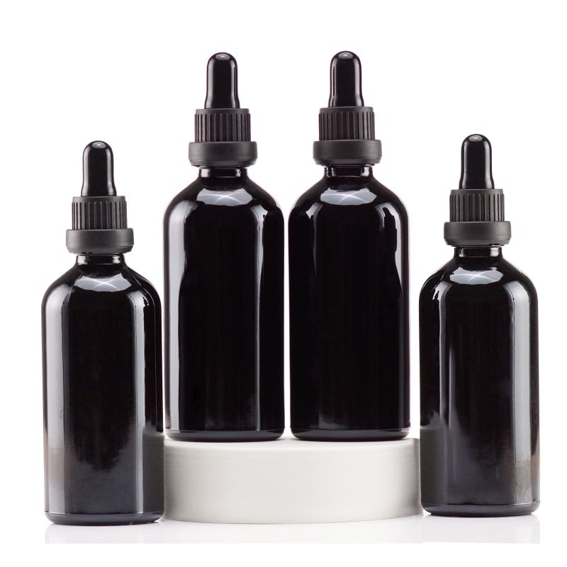 YIZHAO Black Glass Dropper Bottle 4oz, Tincture Bottles with Glass Dropper, for Essential Oils, Aromatherapy, Cosmetic, Laboratory, Pharmacy, Liquids, Travel â€“4 Pcs - Image 1