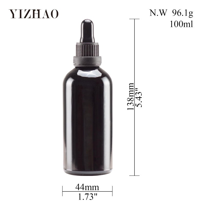 YIZHAO Black Glass Dropper Bottle 4oz, Tincture Bottles with Glass Dropper, for Essential Oils, Aromatherapy, Cosmetic, Laboratory, Pharmacy, Liquids, Travel â€“4 Pcs - Image 2