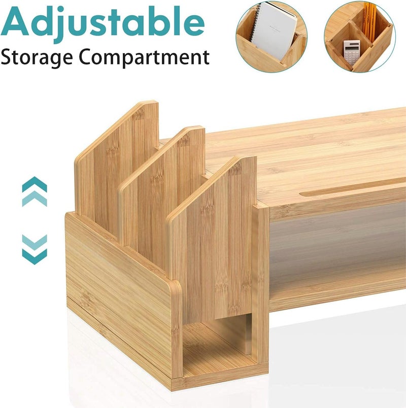 MUGATH Wooden Monitor Stand with Storage Organizer for Desk Table Office Home Study TableMonitor Riser Stand with Storage Shelf and Lockable Drawer - Image 4