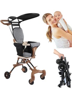 Arabest Baby Stroller Professional Foldable 4 Wheels Ergonomic Adjustable Infant Carriage for 1 to 6 Years Old, Portable Folding Lightweight Baby Stroller Compact Stroller Airplane Travel (Type-B Brown)  - Image 1