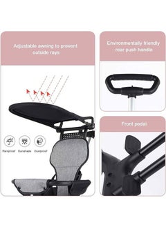 Arabest Baby Stroller Professional Foldable 4 Wheels Ergonomic Adjustable Infant Carriage for 1 to 6 Years Old, Portable Folding Lightweight Baby Stroller Compact Stroller Airplane Travel (Type-B Brown)  - Image 2