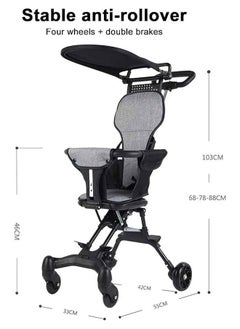 Arabest Baby Stroller Professional Foldable 4 Wheels Ergonomic Adjustable Infant Carriage for 1 to 6 Years Old, Portable Folding Lightweight Baby Stroller Compact Stroller Airplane Travel (Type-B Brown)  - Image 5