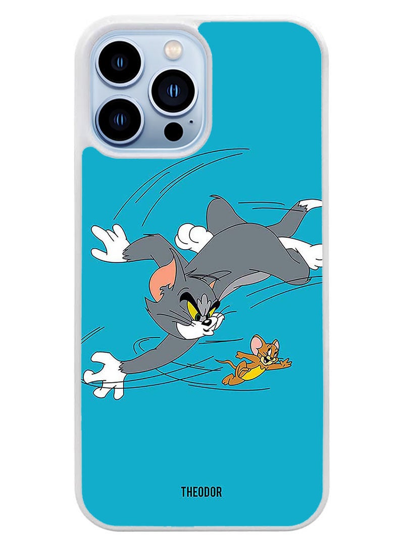 Theodor Protective Case Cover For APPLE IPHONE 14 Pro Tom And Jerry(White Bumper) - Image 1