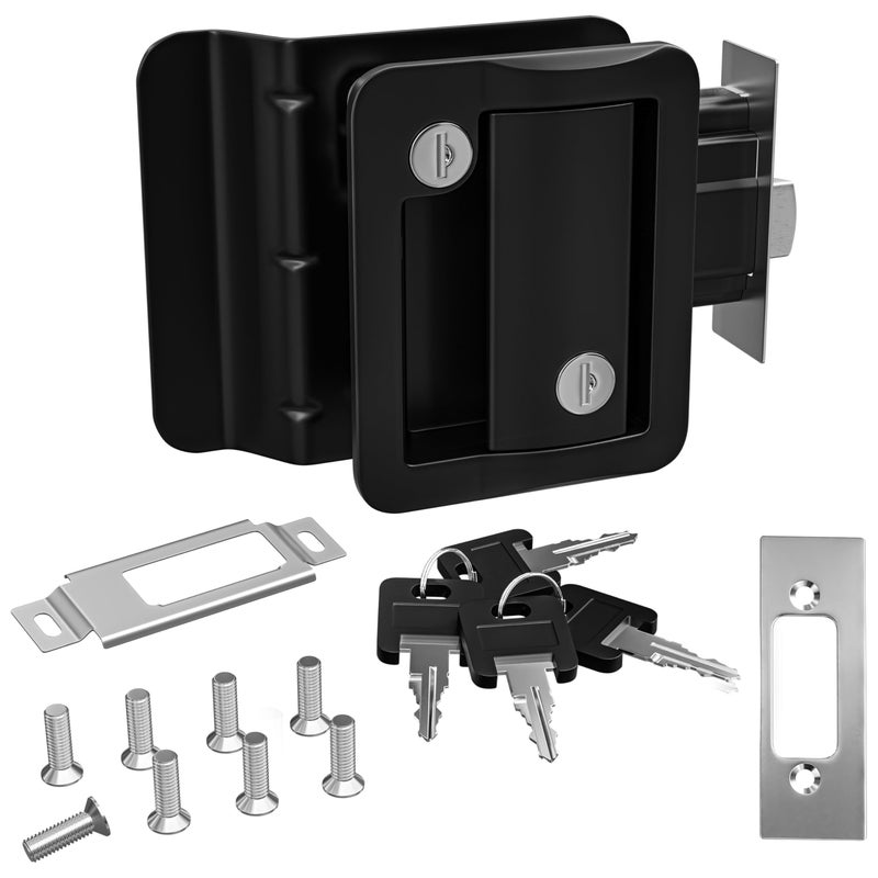 Leisure Locks RV Travel Trailer Entry Door Lock Polar Black Paddle Deadbolt - Image 1