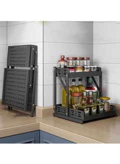 TYCOM Tycom Pull Out Spice Rack Organizer For Countertop and Cabinet, Standing Shelf Jars Storage Holder, Foldable Seasoning Shelf Organizer for Kitchen Storage,2 Layer White.  - Image 2